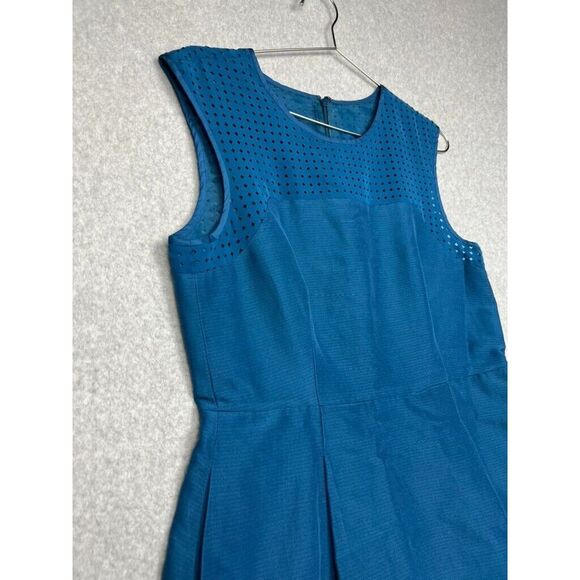J.Crew Perforated Fit & Flare Silk Blend Dress Wmn Sz 10 Minimalist Simple MCM - Picture 4 of 12